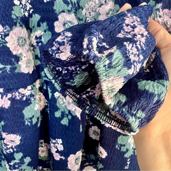 Ophelia Rose Blue Floral Print 3/4 Sleeves Blouse Size S - Picture 5 of 11